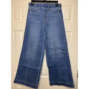 Spanx Seamed-Front Wide Leg Jeans Medium Petite Vintage Indigo Slimming 20407Q